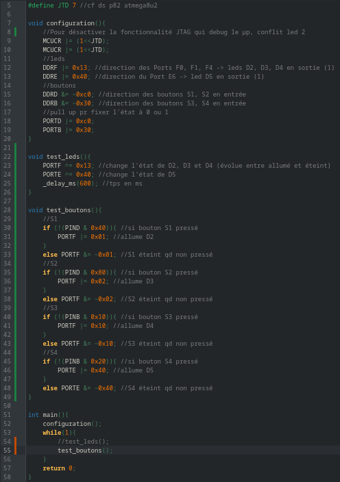 programmation des boutons