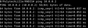 Ping de la carte électronique RNDIS