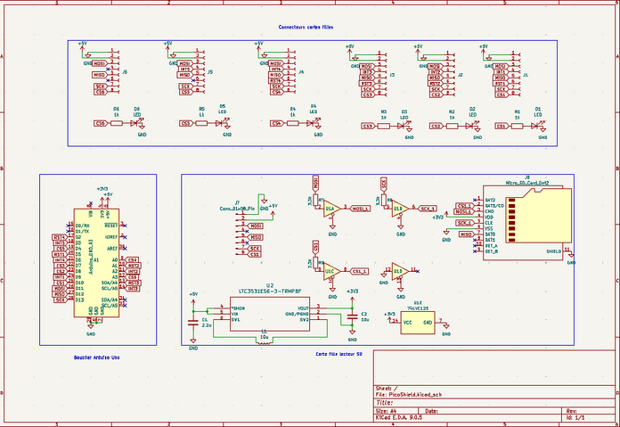 Schématique du bouclier arduino et du module SD